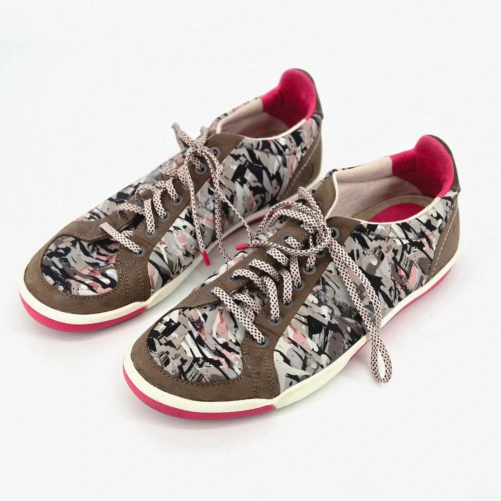 PLAE Prospect Abstract Camo Pink Grey Suede Comfort Sneakers Women's Size 8.5